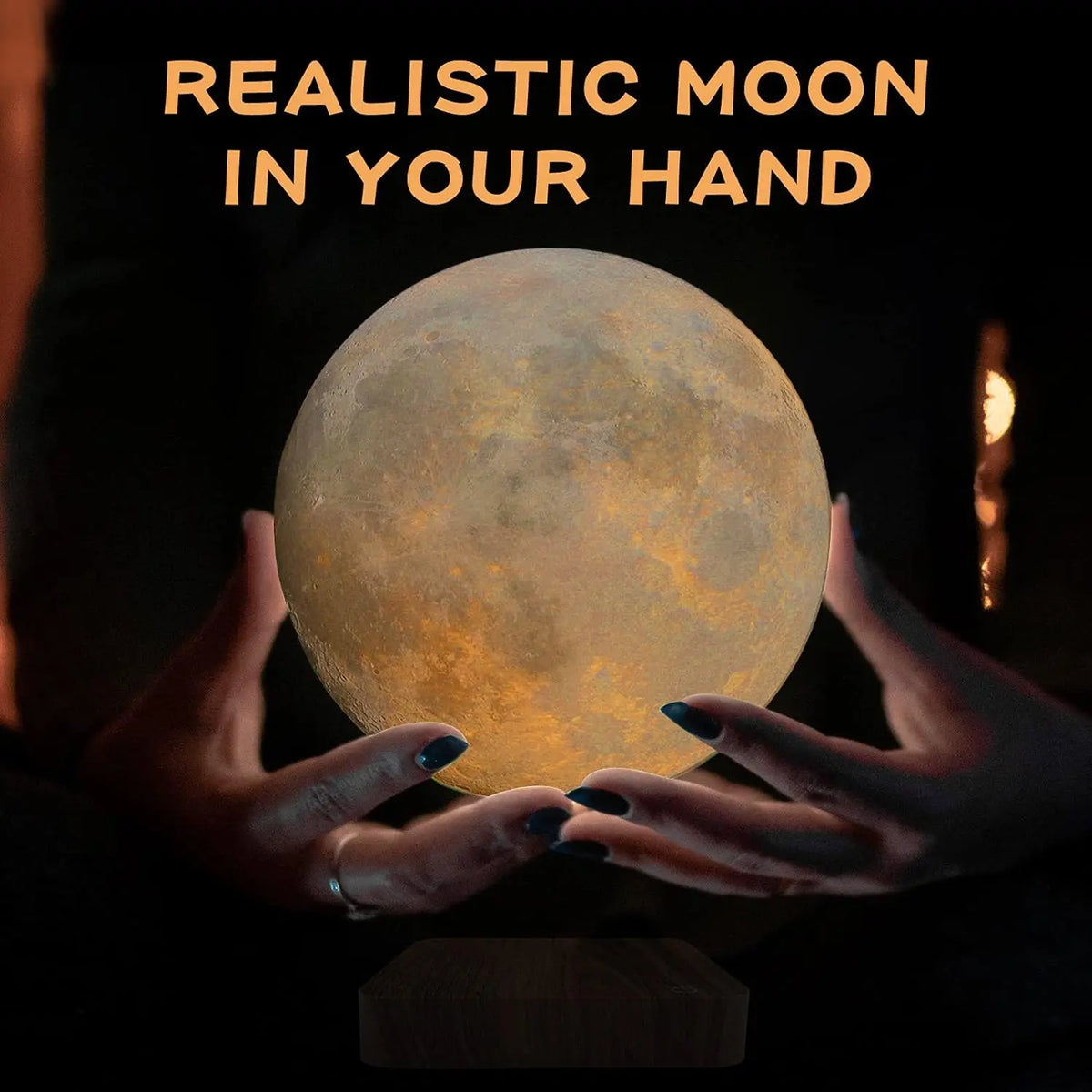 Magnetic Floating Rotating Moon Lamp with Wooden Base, 3 Color Temperature LED Night Lights of Print 3D for Unique Gifts, Room